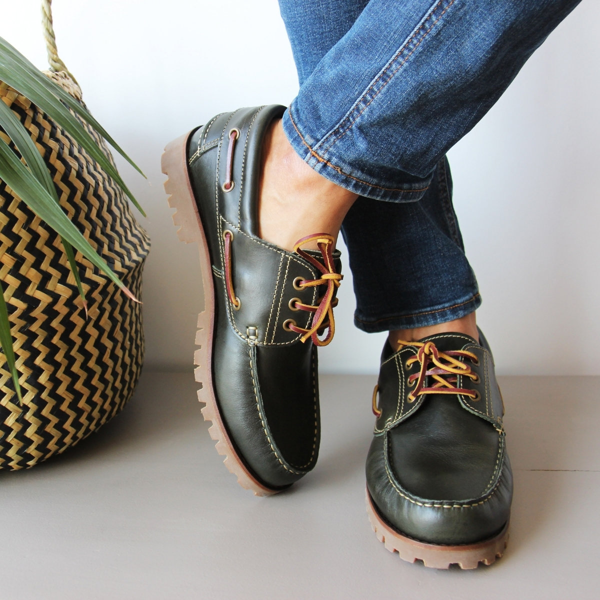 Chaussures bateau homme cuir bleu fabriquées main | JULES \u0026 JENN